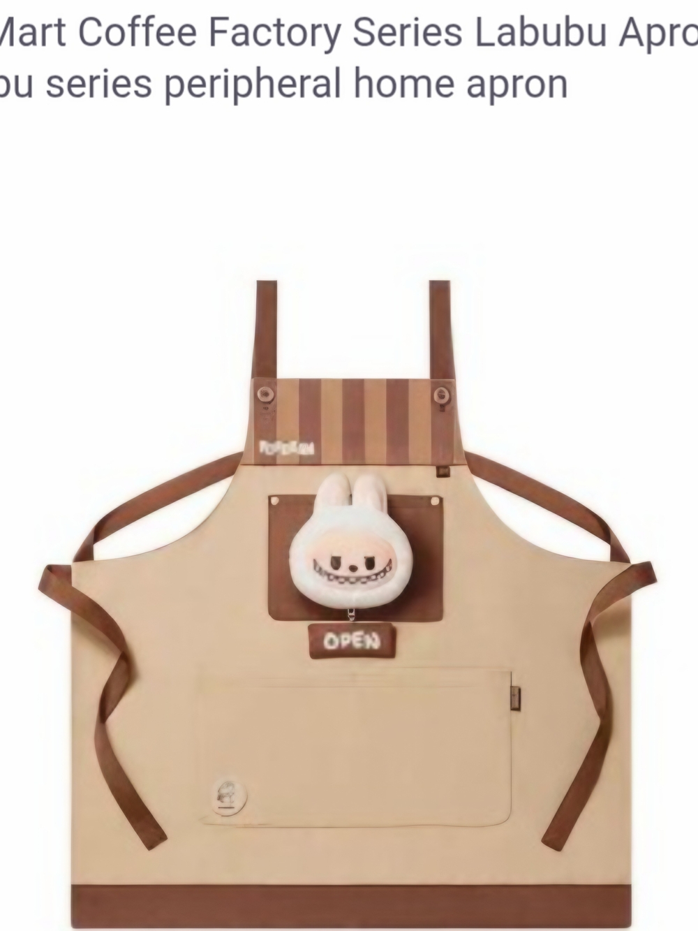 Labubu Kids Beige Bunny Apron with Brown Trim